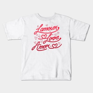 L amour, Love, Amor by Tobe Fonseca Kids T-Shirt